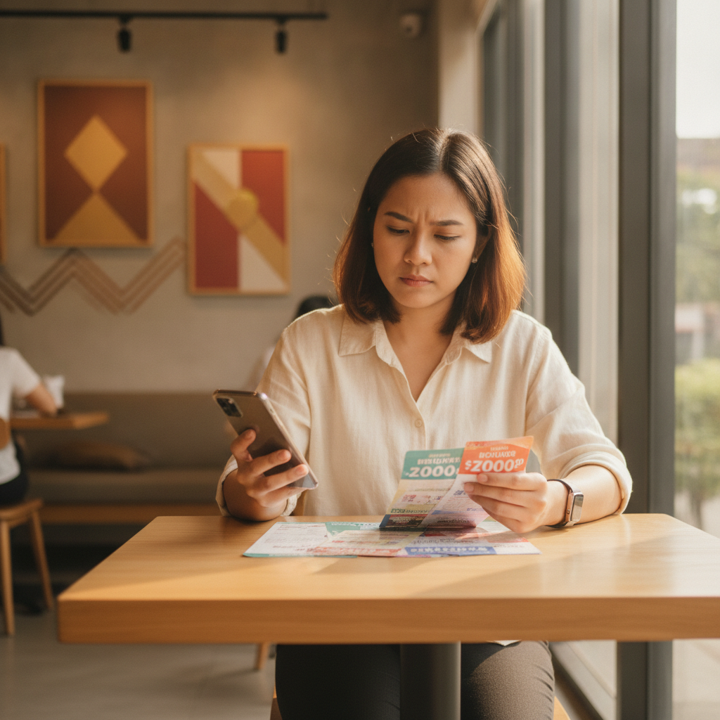 Filipino player comparing casino bonus offers on smartphone